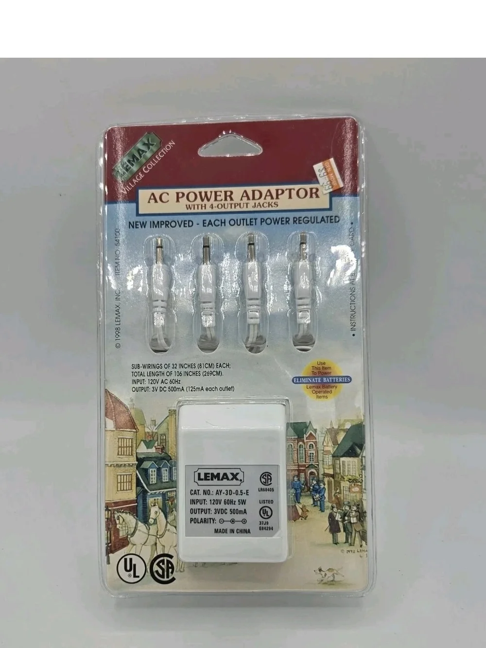 VTG Lemax Village Collection AC Power Adapter with 4 Output Jacks #54100 1998